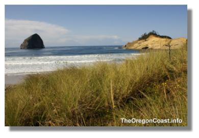 Cape Kiwanda and Haystack rock in Pacific City, Oregon